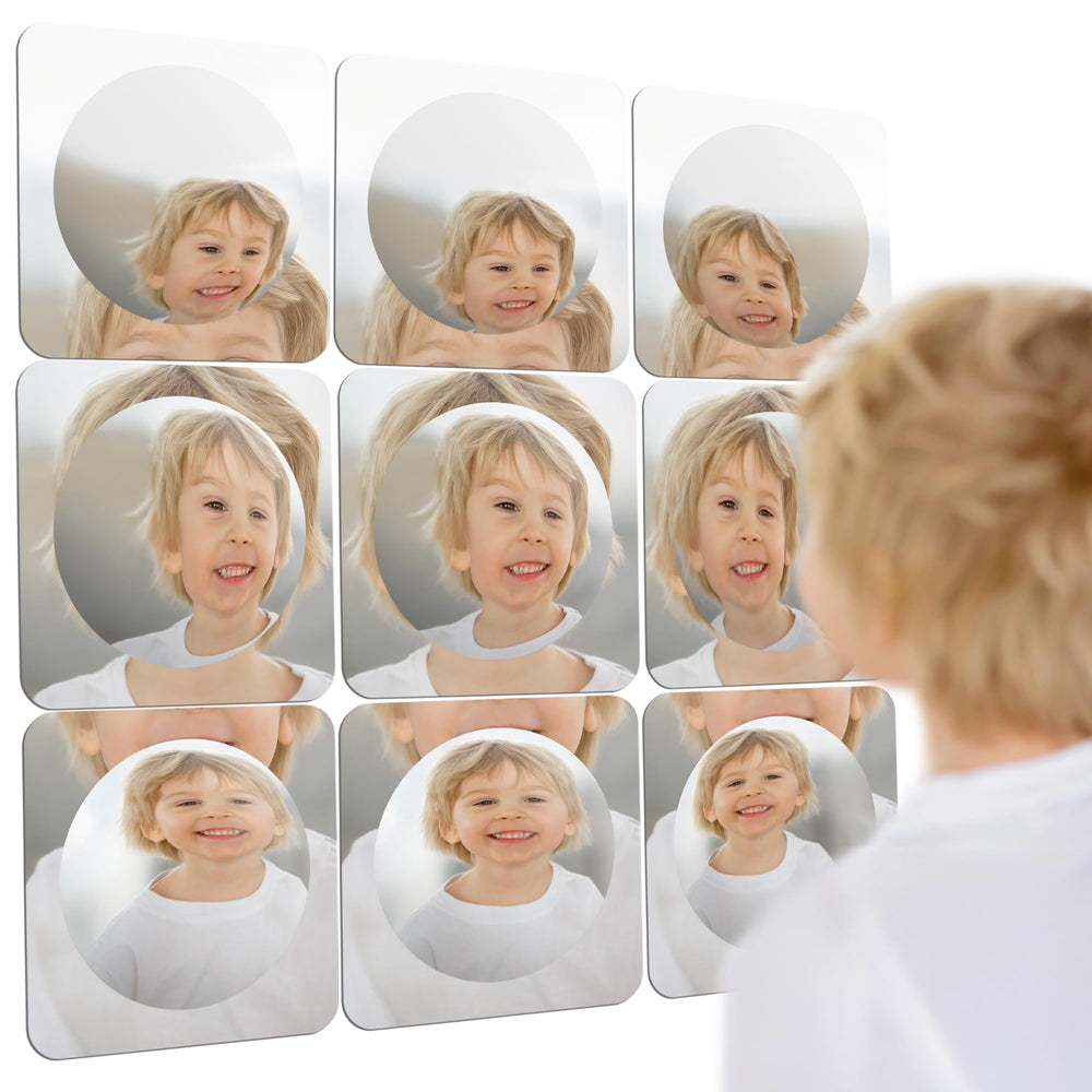Special Supplies Sensory Bubble Wall Mirror closeup showcases convex bubbles for visual exploration.