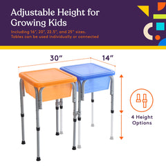 Special Supplies sensory table with snap-tight lids to protect contents after play.