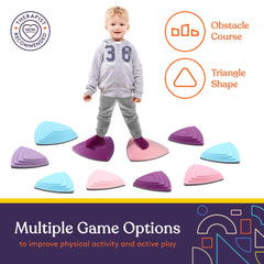 Kid-friendly rubber stepping stones designed for gentle skin contact.