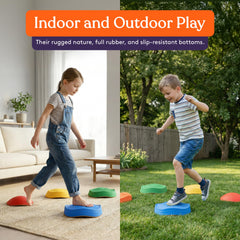 Special Supplies stepping stones in use show kids climbing, jumping, and coordinating movements