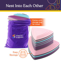 Stepping stones with non-slip edges reduce slips during play.