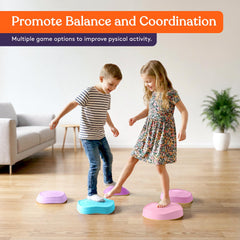 Special Supplies stepping stones on carpet, tile, and grass for indoor-outdoor use