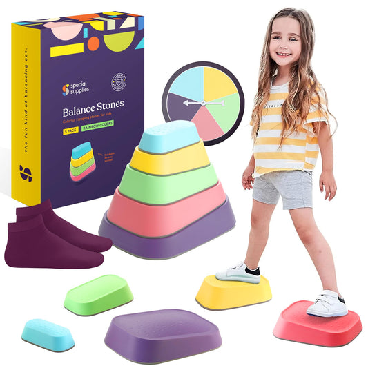 Special Supplies rainbow stepping stones set for kids balance practice at home