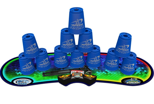 Speed Stacks Blue 12 cups ready for rapid stacking practice and skill development.