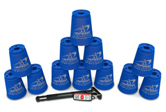 Speed Stacks blue quick-release stem enables safe, portable transport.