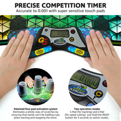 Speed Stacks G5 StackMat 4-pad mode enables proper starting position for stacking.