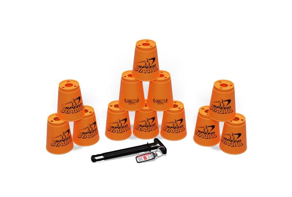 Speed Stacks holding stem for safe transport and quick setup.