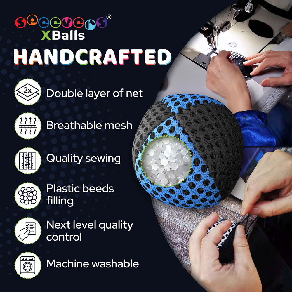 Speevers Xballs are washable and waterproof for easy cleanup after outdoor practice.