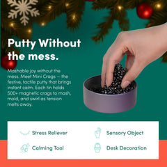 Speks Crags desk toy on a clean desk, ferrite stones ready for mashing and stacking.