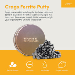 Speks Crags colorful ferrite stones arranged for satisfying fidget play at a desk.