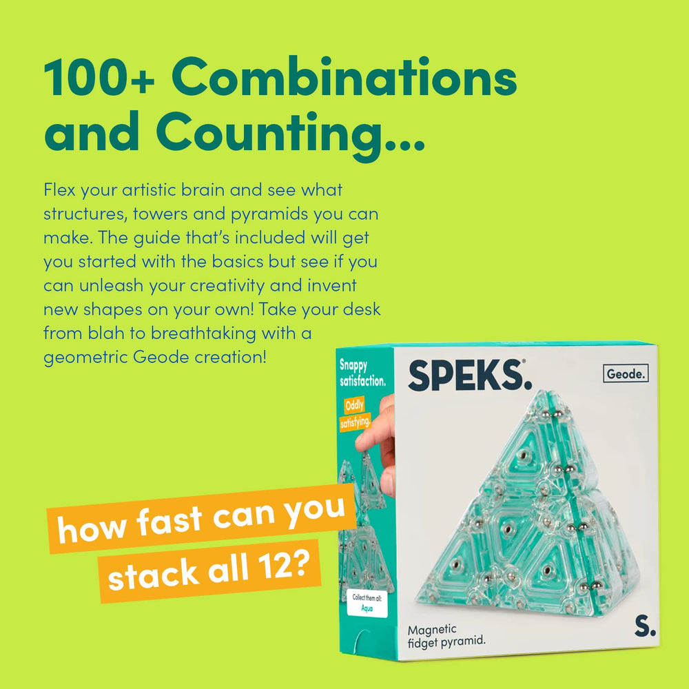 Speks Geode on a sleek desk setup promoting focus and calm.