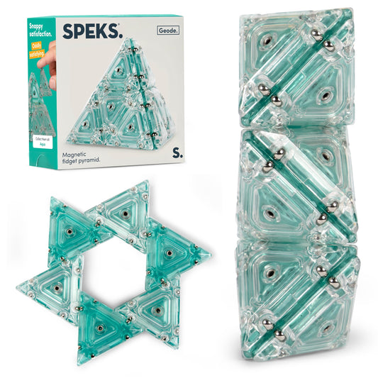Speks Geode pieces close-up showing magnets for tactile focus.