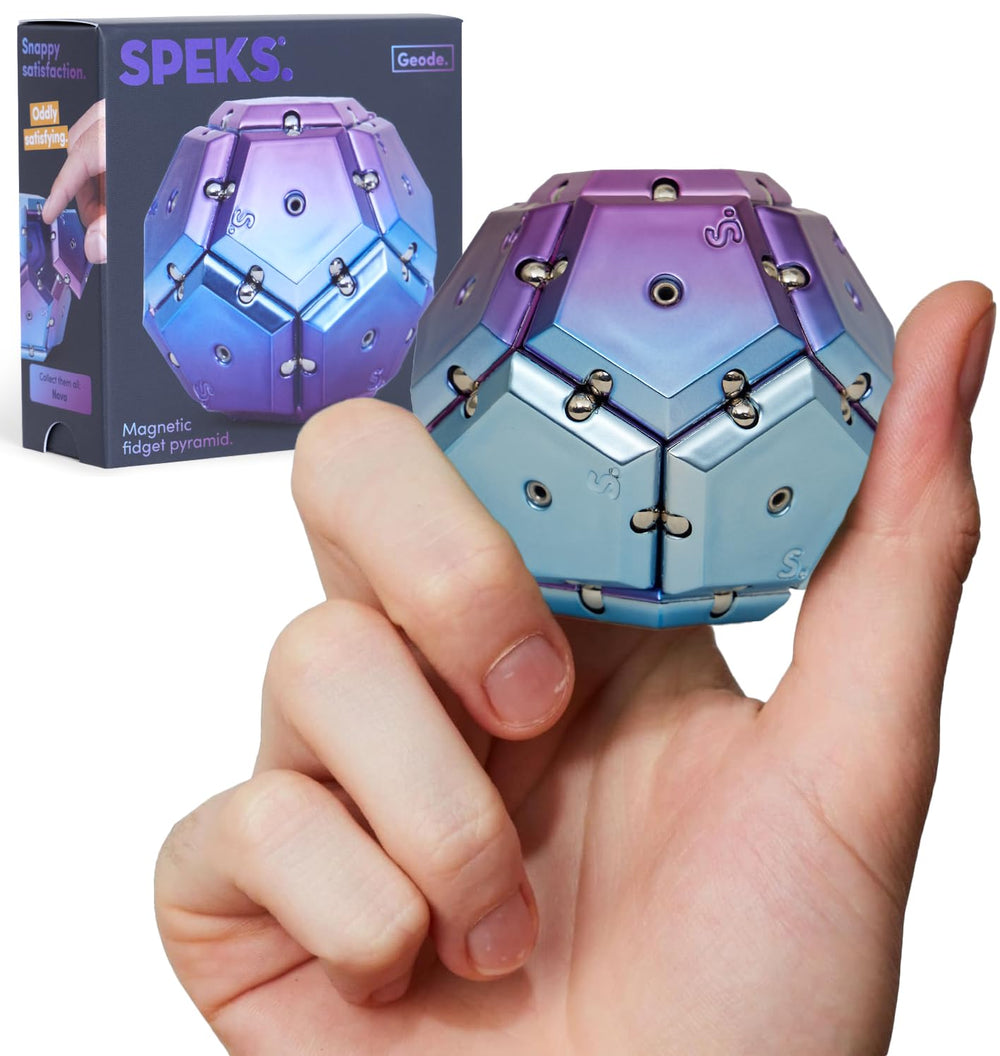 Speks Geode purple sphere close-up highlighting smooth tactile feel for focused fidgeting.
