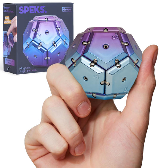 Speks Geode purple sphere close-up highlighting smooth tactile feel for focused fidgeting.