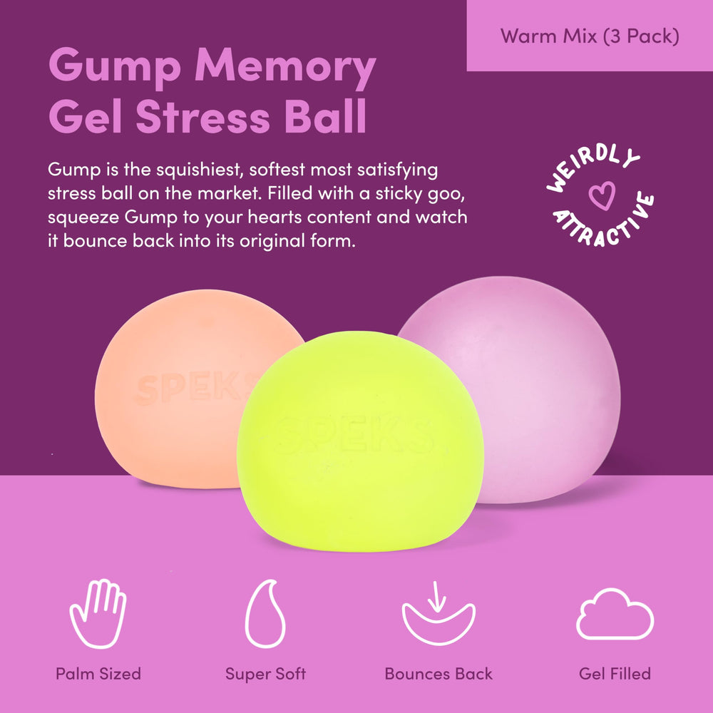 Speks Gump with memory gel core demonstrates responsive squish and durability.