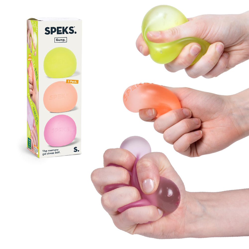 Speks Gump stress ball soft-shell close-up for tactile relief and focus.