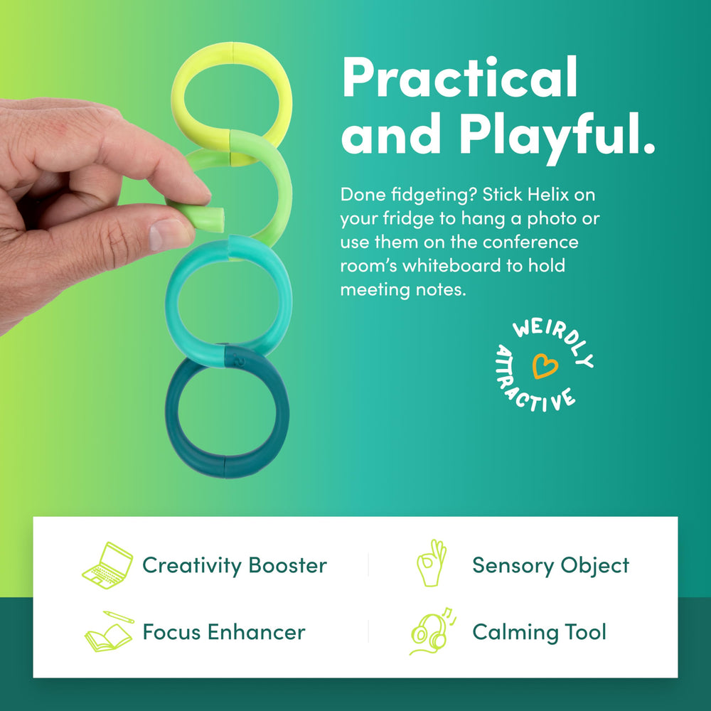 Speks Helix colorful shapes inspire creativity and calm during work.