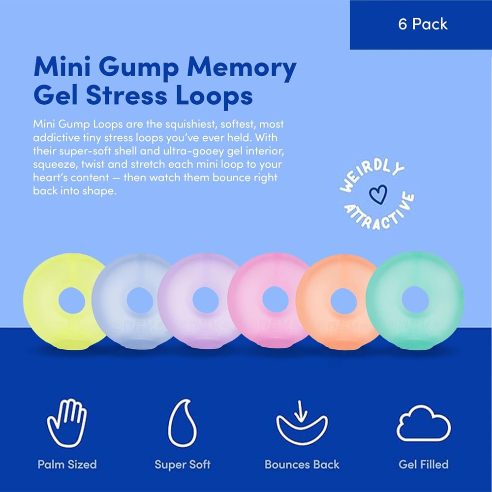 Speks Mini Gump Loop gel-filled stress ball in hand demonstrating portable squeeze