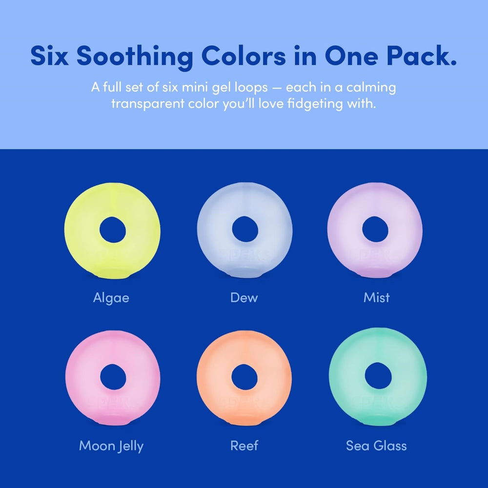 Speks Mini Gump Loop gel-filled stress ball used during a work break for focus