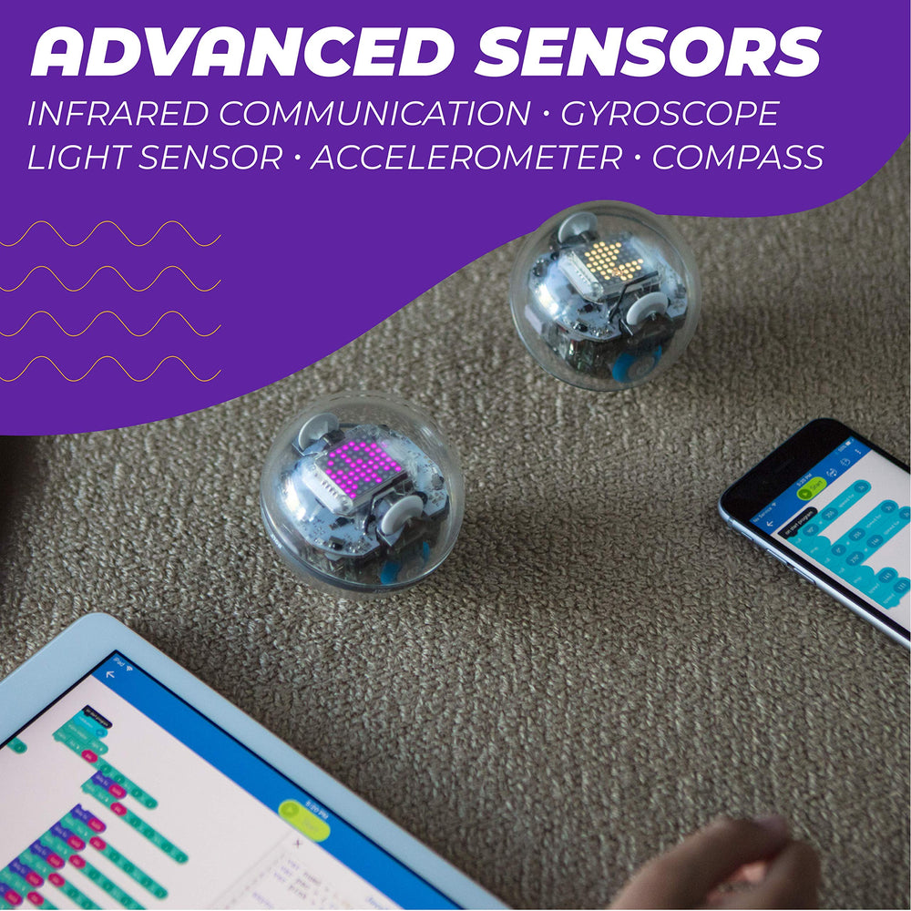 Sphero Bolt supports Python and JavaScript for text-based coding.