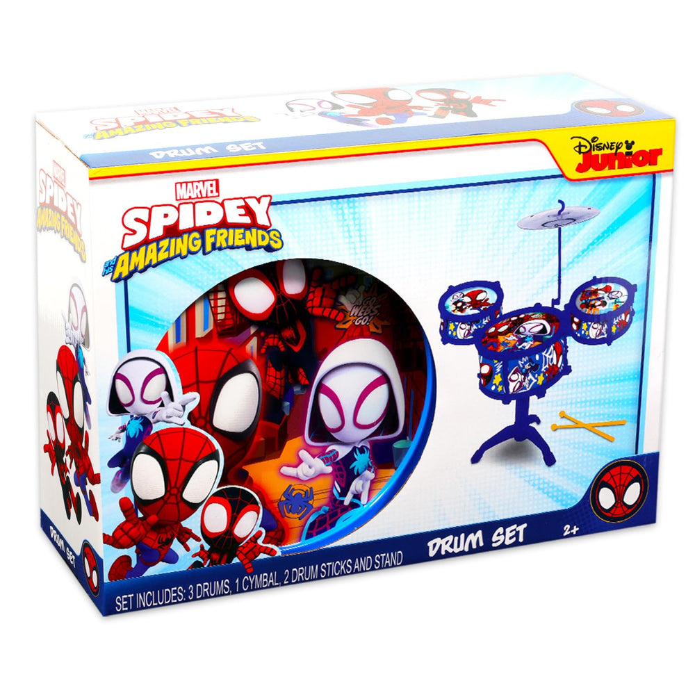Spider-Man cymbal with plastic stand offers safe, exciting percussion moments.