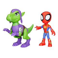 Spidey and His Amazing Friends Spidey figure poseable in Dino-Webs suit for imaginative play.