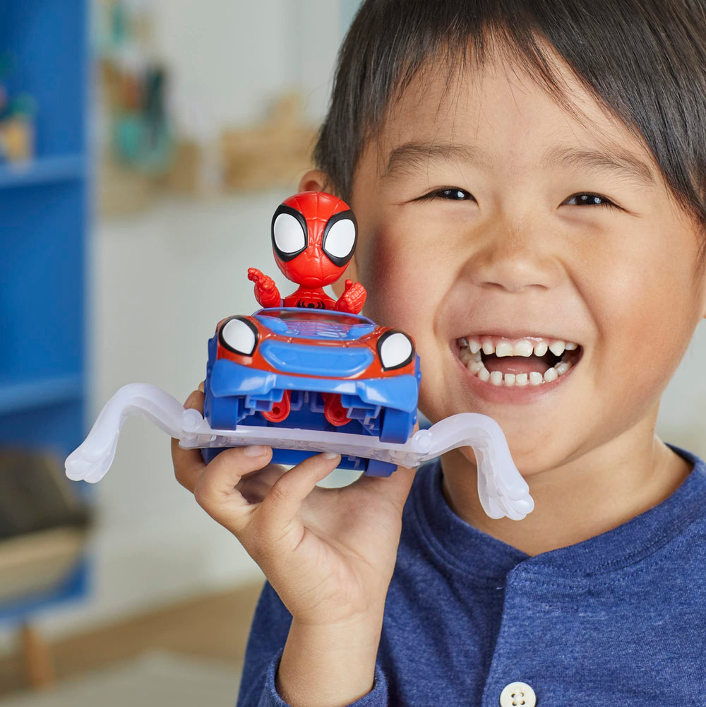 Spidey web crawler vehicle for kids' rescue play with teammates.