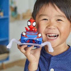 Spidey web crawler vehicle for kids' rescue play with teammates.