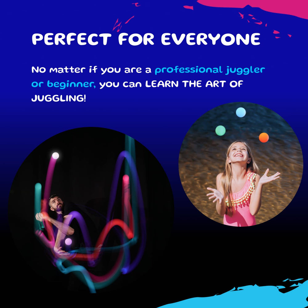 SPIN BALLS set of 3 glow balls enables multi-ball practice