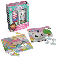 Spin Master Gabby’s Dollhouse puzzle tubes offer portable storage and shared puzzle fun.