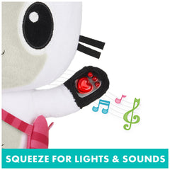 Pandy Paws plush features embroidered details and a Pandy Pack for authentic play