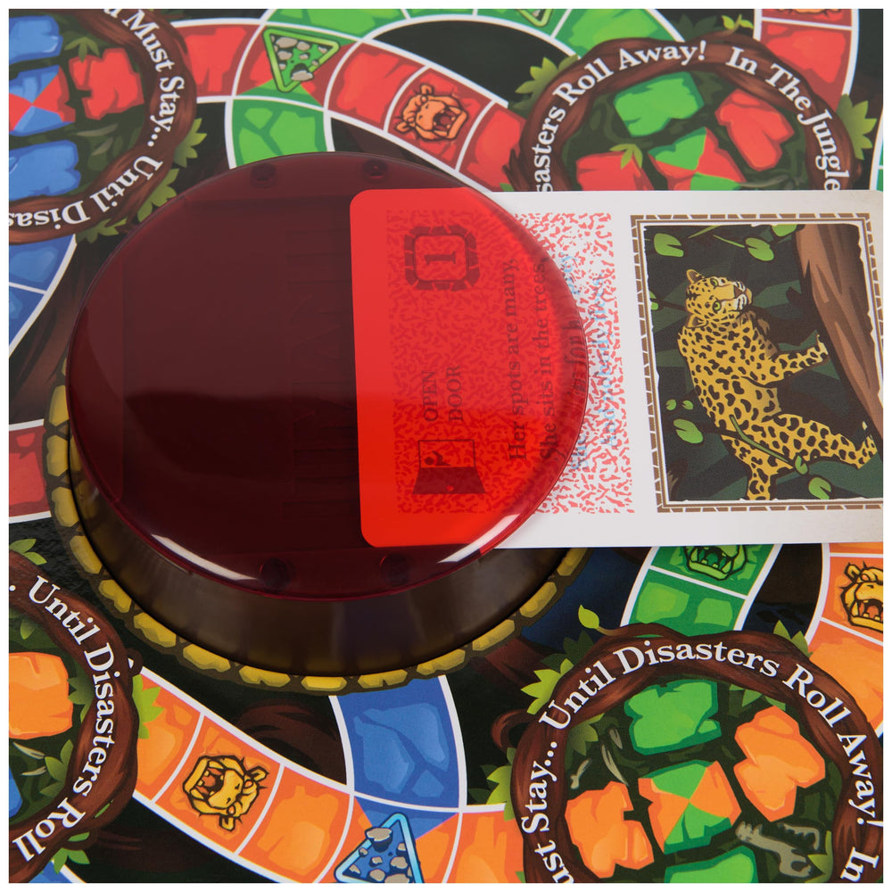 Spin Master Games Jumanji card decoder reveals challenges instantly.