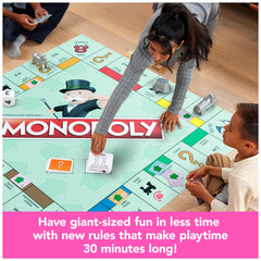 Giant tokens from Spin Master Games Monopoly Giant Edition enhance tactile gameplay.