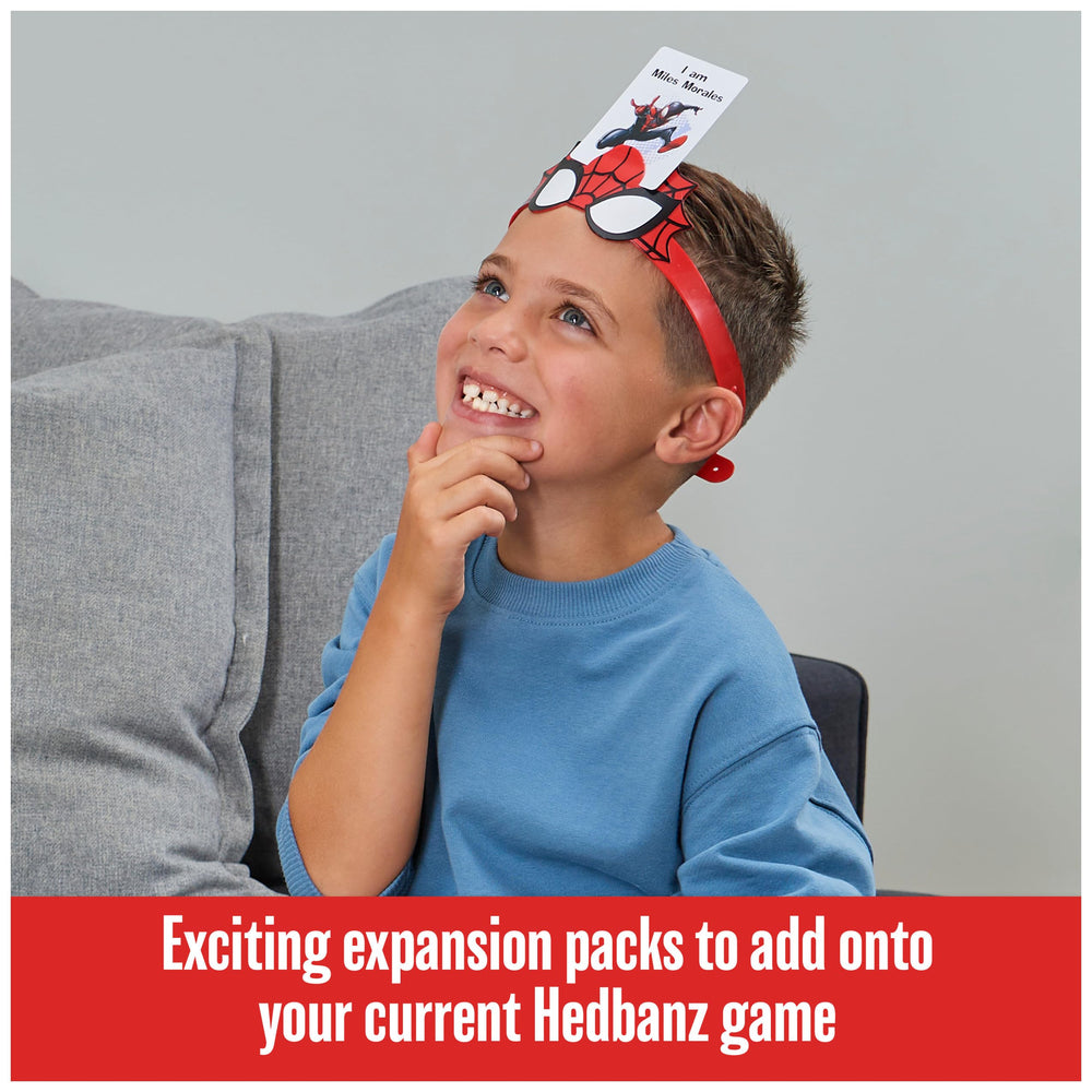 Spin Master Hedbanz Spider-Man headband invites active, fast-paced questions.
