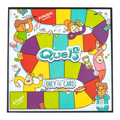 Spin Master Quelf contents gathered for easy setup and play.