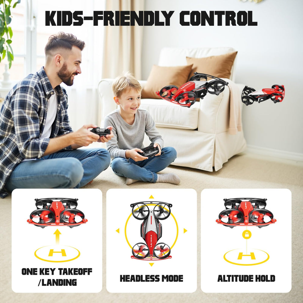 Spinorbitor kid-friendly controls with one-key takeoff/land and altitude hold.