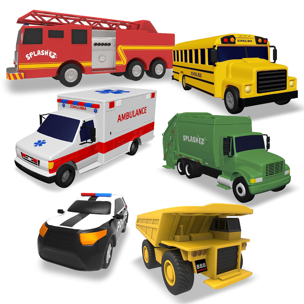 SplashEZ fire engine bath toy for safe, mold-free water play.