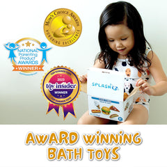 SplashEZ pizza slice bath toy encourages creative play and dries mold-free