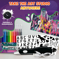 Splat Planet art on a t-shirt demonstrates fabric-friendly, removable ink.