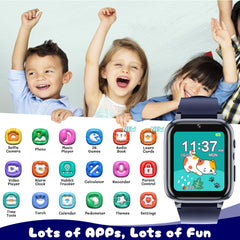 Spodus smart watch showing 26 games for age-appropriate learning.