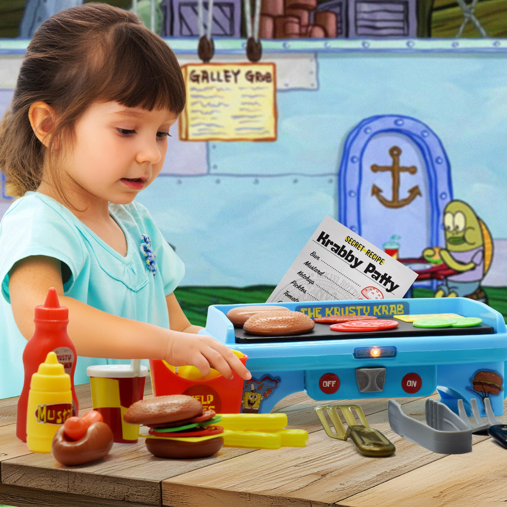SpongeBob SquarePants kelp-fries tray encourages coordinated fine motor exploration.