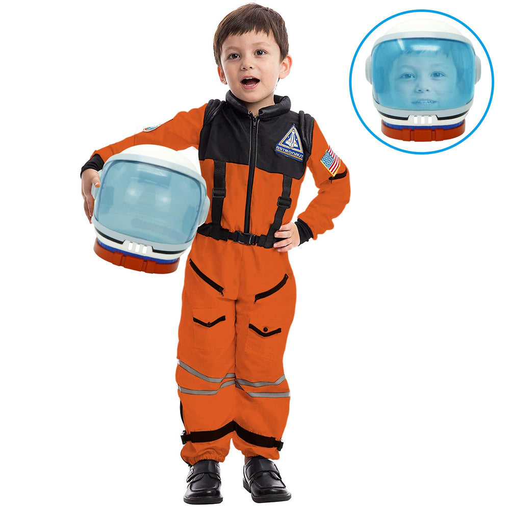 Side view of the blue visor astronaut helmet for secure, comfortable pretend missions