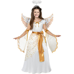 Spooktacular Creations angel costume dress with gold foil detail, ideal for Halloween parties