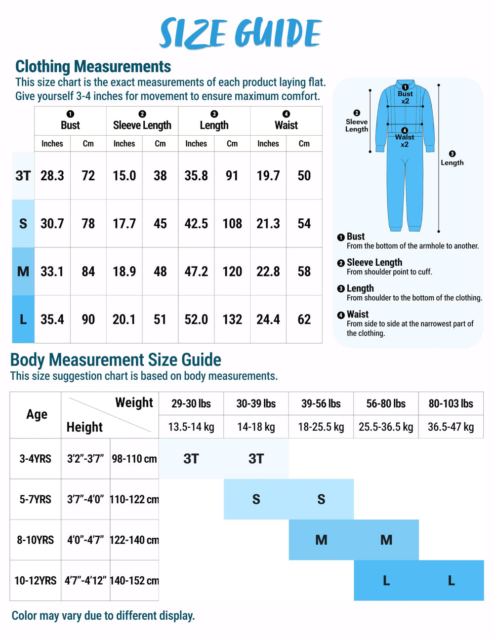 100% polyester space suit for lightweight comfort and flexible movement.