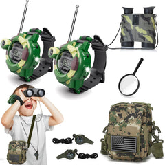 Sportsvoutdoors camouflage walkie talkies front view for kids, ideal for outdoor adventures.