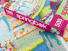 Springbok 500-piece puzzle finished size 23x18 inches for display.