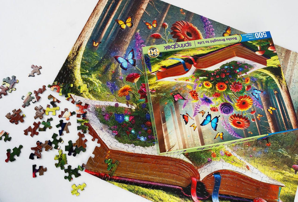 Springbok Books Brought to Life puzzle showing a mystical forest and sunlight, uplifting during breaks
