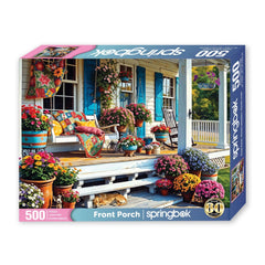 Springbok Front Porch colorful blooms image supports mood-boosting puzzle sessions