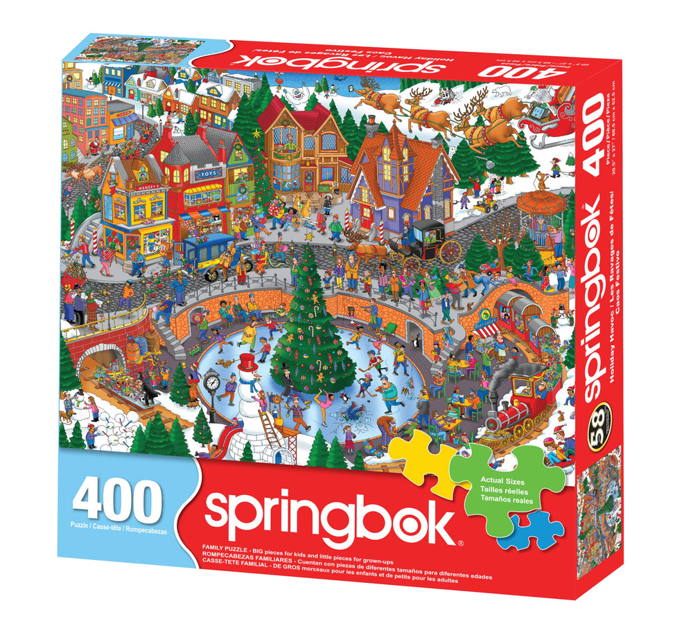 Springbok Holiday Havoc puzzle pieces are thick and precisely cut for a smooth fit