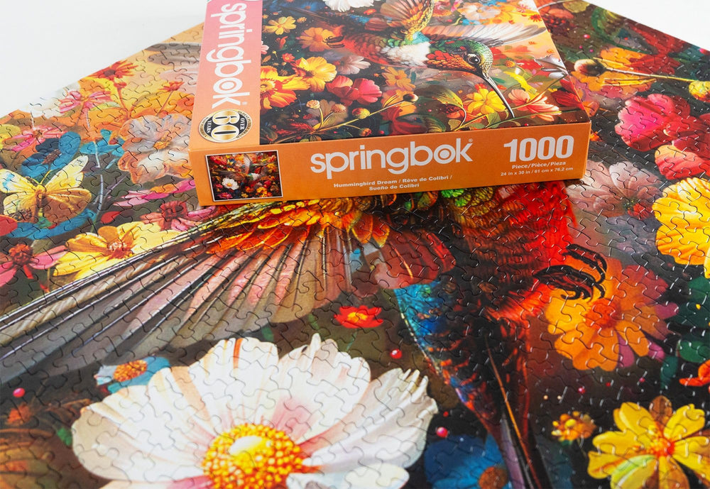 Springbok Hummingbird Dream vibrant colors elevate the puzzle experience and visual appeal.